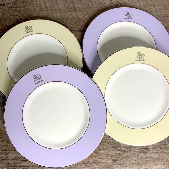 New Set of (4) Vera Wang by Wedgwood Platinum Unicorn Accent Plates - Picture 1 of 8